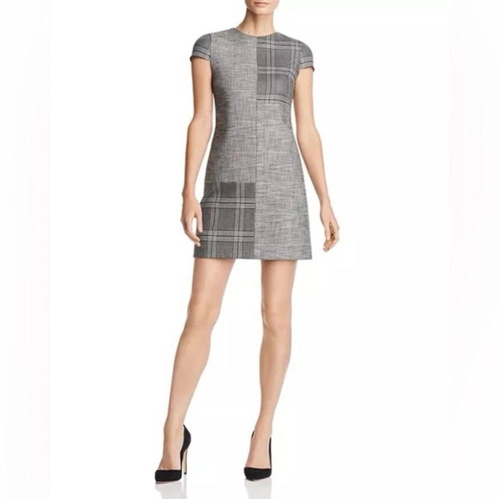 Alice + Olivia Black and White Plaid Mini Dress